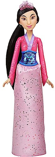 Disney Prinzessin Schimmerglanz Mulan Puppe, Modepuppe mit Rock und Accessoires, Spielzeug für Kinder ab 3 Jahren