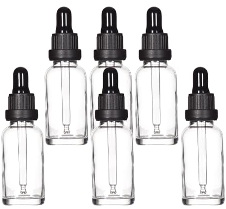 YIZHAO Pipettenflasche 30ml Klar, Apothekerflasche mit Pipette Glas, für Ätherisches Öl, Aromatherapie, Massage, Düfte, Labor, Kosmetik, Reisen – 6 Pcs