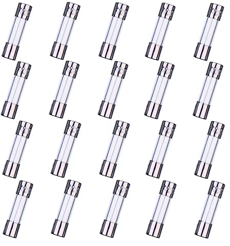 HUAREW F4AL250V 20 st 5 x 20 mm snabbblåst glasäkring 4A 250 V 0,2 x 0,78 tum tidsinställd säkring (förpackning med 20 st)