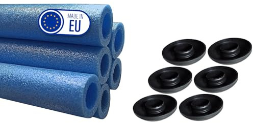 Clever Leon Trampolin Stangenschutz Schaumstoff 180 cm für Trampolinstangen | Schaumstoffrohre aus Polyethylen UV-beständig wasserabweisend stoßdämpfend wiederverwendbar Grün Blau Grau, 6 Stück