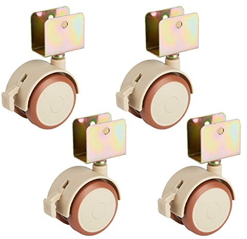 Suwooy Lenkrollen Mit Bremse 47mm, Möbelrollen Mit U-bügeln, Transportrollen Aus Gummi, Ersatz Schwenkrollen Für Wiegen, Geräuscharm/Verschleißfest, Rollen Für Möbel, 4 STK,U22mm