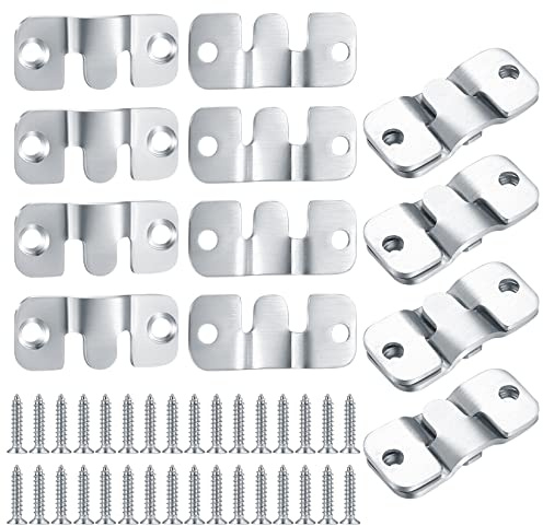 16 Stück Unterputz-Halterungen, ineinandergreifende Fotorahmen-Haken, robuste Edelstahl-Bilderhalterung zum Aufhängen von Z-Clip-Halterung für Bilder, Display, Wandhalterung, mit 32 Schrauben | Robuste Edelstahl-Bilderaufhängung Z-Clip-Halterungen für Bilder, Kunstgalerie, Wandhalterung, Rahmen, mit 32 Schrauben