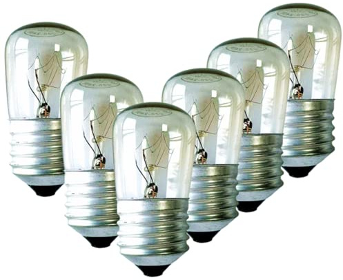 Royalux Light Bulb T30 E27 ES 15W 25W Incadescent Small Edison Screw Base up to 300 Degrees for Microwave,Oven, Fridge,Salt Lamp Bulbs 6PACK (T30 E27)