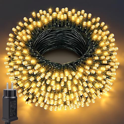 AIMENGTE Lichterkette Weihnachtsbaum 30m, 300LED Lichterkette Strom Warmweiß mit Strom 8 Modi und Speicherfunktion IP44 wasserdicht Lichterketten, für Garten, Balkon, Weihnachtsbaum, Party