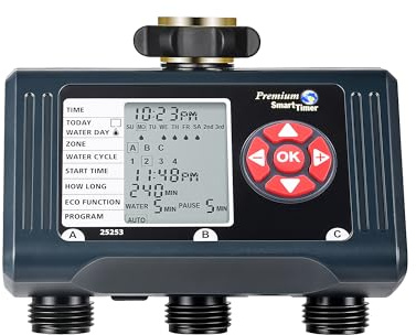 DEWENWILS Minuteur d'eau 3 zones avec mode automatique / pluie / manuel | Pression de 120 psi, contrôle indépendant, design étanche, minuterie d'arrosage pour pelouse, jardin, cour, fleurs en pot