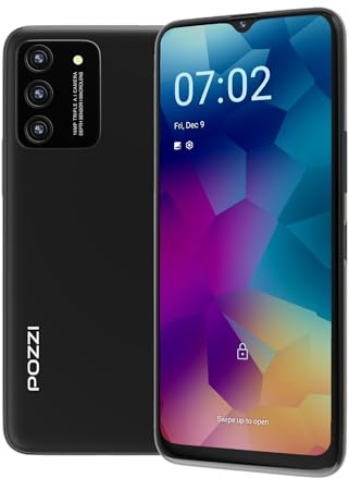 POZZI NEO 1, Unlocked Android Cell Phone for Kids and Seniors, 6.57 inch HD+ Display, 4GB RAM + 64GB, 5000mAh Battery, Dual SIM 4G LTE Smartphone, 16MP Triple AI Camera, Black, T-Mobile