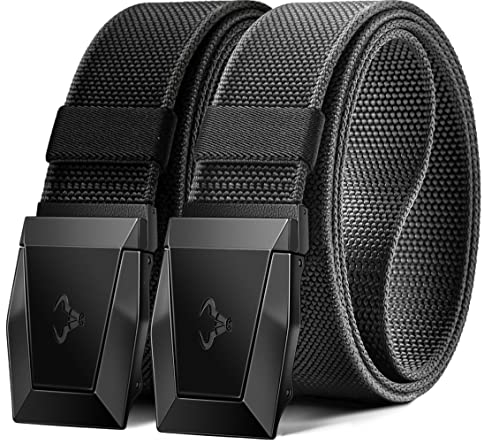 KEMISANT Taktischer Gürtel 2er, Gürtel Herren Arbeitsgürtel Militär Wandern 38mm,Schnellverschluss Metallschnalle(Schwarz/Dunkelgrau-115cm/34-38 taille verstellbar)