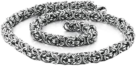 Edelstahl Byzantine Königskette 70 cm, Herren Ketten Silber Freundschaftsketten Jungen Breit 6MM Edelstahl Halskette Ohne Anhänger