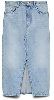 Vero Moda Gonna di Jeans Femminile VMVERI a Vita Alta Gonna Lunga, Mix Blu Chiaro, XL