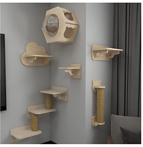 Katzen Kratzmöbel, Katzen Kletterwand Set, Katzenwandparkour, Massivholz-Katzenwand-Sprungplattform, Katzenwand, Katzennest, an der Wand Montierte Wand Nimmt Keinen Platz EIN (Size : Style1)