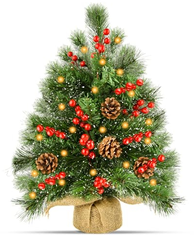 Albero di Natale Piccolo 50 cm,Mini Albero di Natale con LED Illuminazione 20 inch, per DIY Tavolo da Pranzo Decorazione Natalizia
