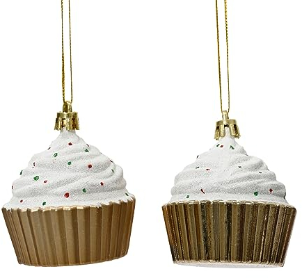 Kaemingk Christbaumschmuck Kunststoff 6cm x 1 Stück Mini Cupcake Muffin Weihnachtskugeln Rot - Grün