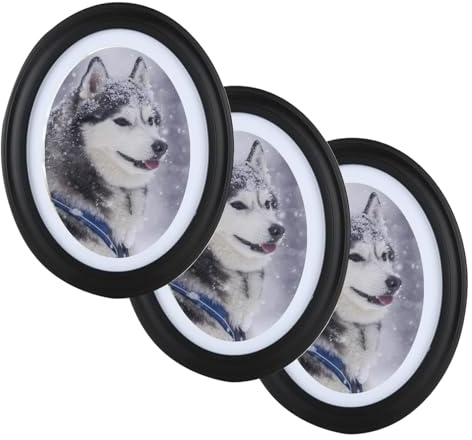 GRRONZEE 3 Pack Oval Picture Frame 5x7 Black Oval Photo Frames, 5 by 7 Wall Picture Frame Photo Frame for Home Decor, Photo Gallery