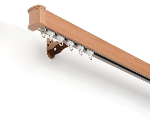 LTSRLL Vorhangstange Holz Raumteiler Schiebevorhangschiene Wandmontage Gardinenschiene Nachahmung Von Holzmaserung Aluminiumlegierungsschiene Für Vorhänge (Color : D, Size : 4m/13.1ft(1m*4))