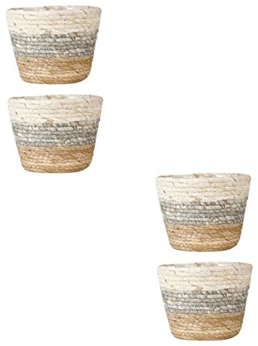 Sosoport 4pièces Paniers à Fleurs Naturelle De Paniers Décoratifs pour Bureau pour Plantes Et Fleurs Style Rétro Et Fermier