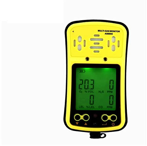 Détecteur de gaz portatif Moniteur Multi-gaz Détecteur de gaz Portable Oxygène O2 Hydrothion H2S Monoxyde de Carbone CO Gaz Combustible Analyseur de gaz 4 en 1 Écran LCD Rechargeable (Color : AS8900
