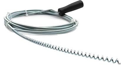 Sink and Drain Cleaner - 3 Meter Flexible Metal Drain Coil with Plastic Handle, Plumbing Snake, Clear Clogged Sinks, Showers, Toilets, Bathroom Plug Unblocker