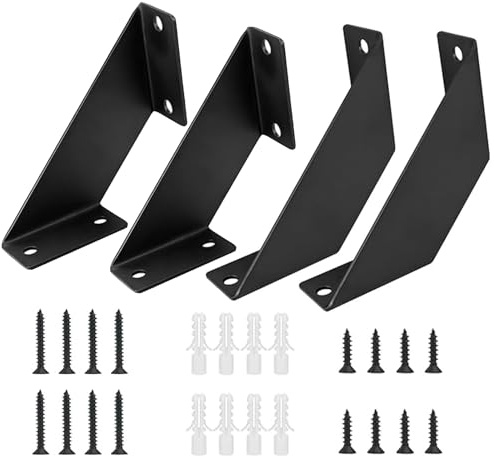 4 Stück Regalwinkel Schwarz, 10cm Regalträger Schwerlast Regalhalterungen für Wandregal Regalhalterung Wand Regalwinkel Schwarz Metall für Schlafzimmer, Küche Büro Bücherregal