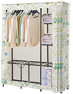 Einfacher zusammenklappbarer Kleiderschrank, Metallgitter-Trennwand, Kleiderständer, Metallschiene, tragbare Möbel, geeignet für Wohnheimzimmer in Eigentumswohnungen (Größe: 164 x 172 x 65 cm, Farbe: