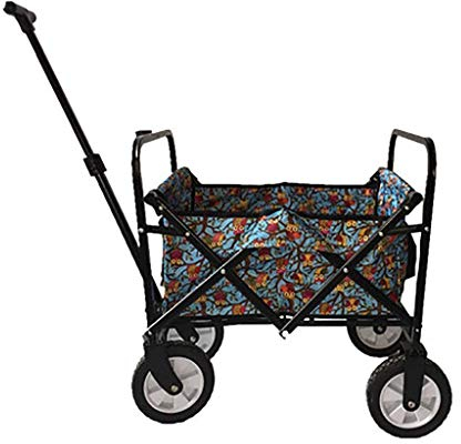 CCYENG Lagerwagen, zusammenklappbarer Gartenwagen, robuster Wagen, multifunktionaler Einkaufswagen für den Außenbereich, Camping, Strand, Supermarkt, Ziehwagen mit 4