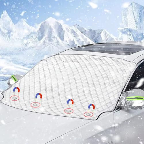 JIEBAO Copri Parabrezza Auto, Copri Parabrezza per Auto Inverno, Ripiegabile Copertura Parabrezza Auto con Coperture Riflettenti per Specchietti Retrovisori, Adatta Maggior Parte di Auto,153 x 120cm