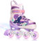 Inline Skates für Mädchen,4 Größen Verstellbar Inliner mit Allen leuchtenden Rädern für Kinder/Jugendliche (Rosa, M)