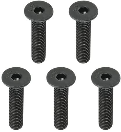 PATIKIL M10 x 50mm Viti a Testa Piatta con Esagono Incassato 5 Pezzi Bulloni a Testa Svasata in Acciaio al Carbonio Medio Viti Testa Esagonale Filettatura Completa Ossido Nero Grado 10,9