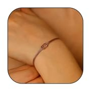 Nayyana bracelet en or rose plaqué or véritable 18 carats - Nœud d'amour en acier titane - Chaîne serpent délicate - Bracelet infini réglable - Bijoux en or - Cadeaux