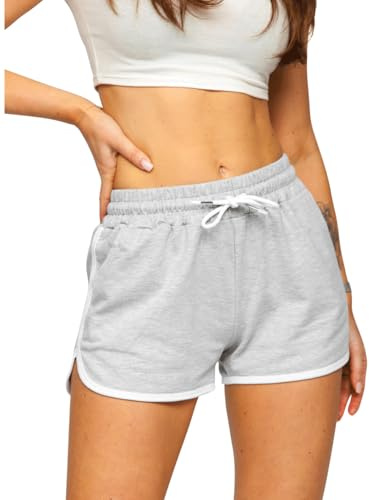 Hanyomo Women Athletic Yoga Fitness Terry Cotton Shorts Gym Running Bodybuilding Medium Thickness Shorts Grey S