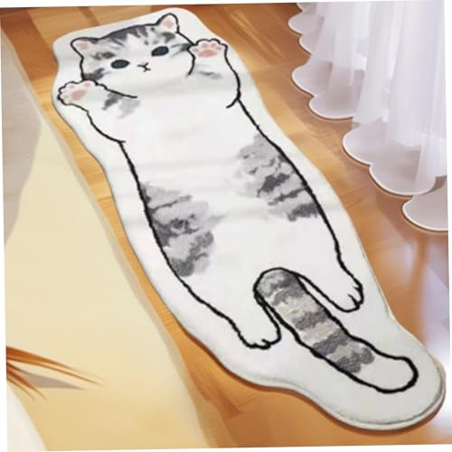 Alfombra de gato alfombra bonita resistente a la suciedad alfombra de forma irregular para dormitorio alfombra divertida con dibujos animados de gato alfombrillas suaves para el suelo de la cama para