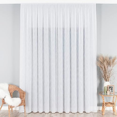 Gardinen Vorhangen Weiß Jacquard 300x160 cm (BxH) Belusa Lang Vorhänge Kräuselband Wohnzimmer Gardinenschals Schlafzimmer Moderner Stoff