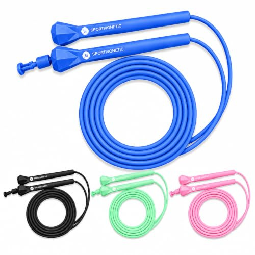 SPORTIVONETIC® Springseil Diamant Edition, 3 Meter Seillänge, verstellbar, für Erwachsene & Kinder, Speed Rope, Jump Rope für Fitness, Cardio, Boxen, Crossfit