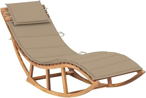 Teak solstol i trä, gungande med kudde, 60 cm bred för utomhuspoolen, schäslong, loungestol för uteplats, trädgård, bakgårdsavkoppling