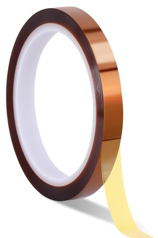 Storystore Hitzebeständiges Klebeband, 1 Rollen 10mm x 33m Kapton Tape PET Klebeband Hitzebeständig, Braun Sublimationsband Isolierband für 3D-Drucker, Elektronik Leiterplatten