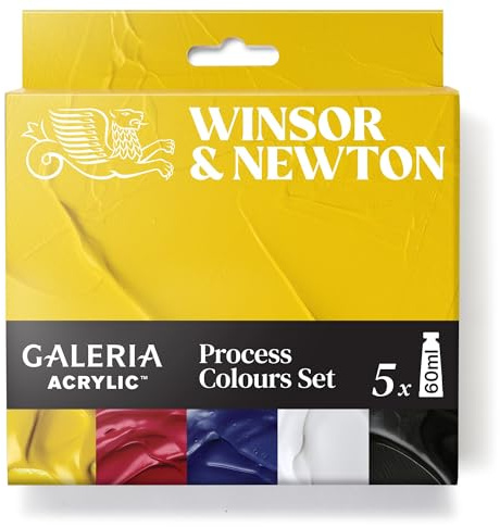Winsor & Newton 2190618 Galeria Akrylfärger Set Process – 5x60 ml – högkvalitativ akrylfärg, täckande, briljant, ljusbeständig, konstnärsakrylfärger, mångsidig, idealisk för duk och papper