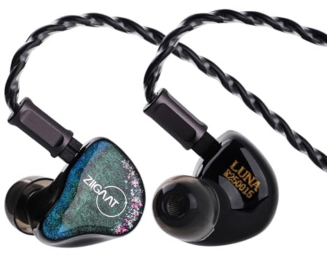 Linsoul ZiiGaat Luna 6BA HiFi In Ear Monitor, Studio Monitor & Stage Performance IEM-hörlurar med snabb respons, bred ljudbild och referensklarhet, avtagbar silverpläterad OFC-kabel