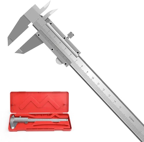 Arvoni Pied à Coulisse 0-150mm, Outil de Mesure Précision Réglable 0.02mm, pour les Mesures Externes, Internes, Profondeur et Pas, Mesure de Professionnel/la Maison/l'industrie avec étui de Rangement