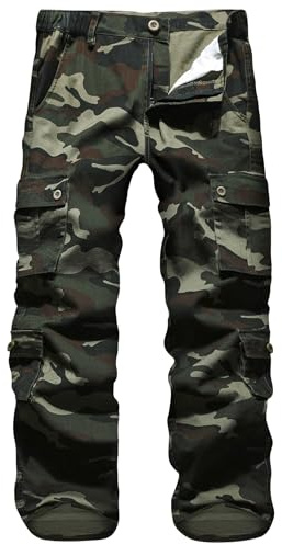APTRO Herren Cargo Hose Camouflage Hose Arbeitshose Lange Outdoor Baumwolle Leichte Hose mit 8 Tachen LT01 Grün 38