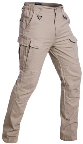 CARWORNIC Pantalon d'extérieur en coton pour homme - Pantalon tactique léger - Pantalon cargo extensible - Pantalon de combat militaire - Pantalon de randonnée