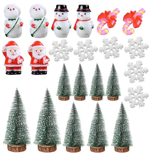 Yuqilin 23 Pièces Figurine Noel, Décoration Table Noel, Bonhomme de Neige Décoration, Idéal pour la Construction de Mini-paysages, Intérieure de Maisons de Poupées, L'emballage Cadeau