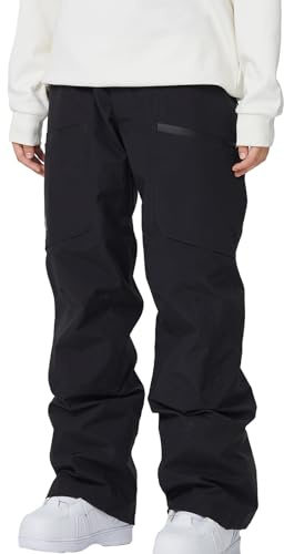 Pantalones de esquí para mujer, impermeables, resistentes al viento, transpirables, para exteriores, para invierno, cálidos, para esquí de fondo, Negro , XL