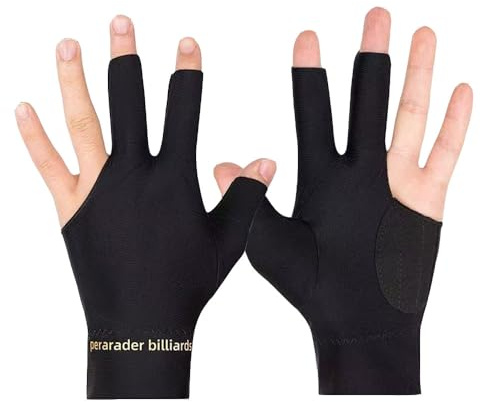 ZHUOEEDAAY 2 x Pool-Handschuhe, linke Hand, Snooker-Handschuhe, für Linkshänder, rutschfeste Billardhandschuhe, 3 Finger, Show-Handschuhe für Männer und Frauen