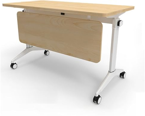 Tavolo da conferenza pieghevole moderno portatile con ruote girevoli, tavolo mobile da ufficio per riunioni e seminari, 139,7 x 50,8 x 76,2 cm, design salvaspazio, facile da trasportare