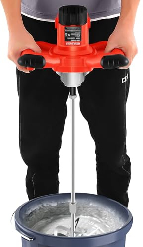 Mezclador de mortero y hormigón eléctrico de 1500 W con 6 velocidades - Batidora manual de 930 rpm - Dispositivo de mezcla para mortero y hormigón de cemento, mortero, hormigón