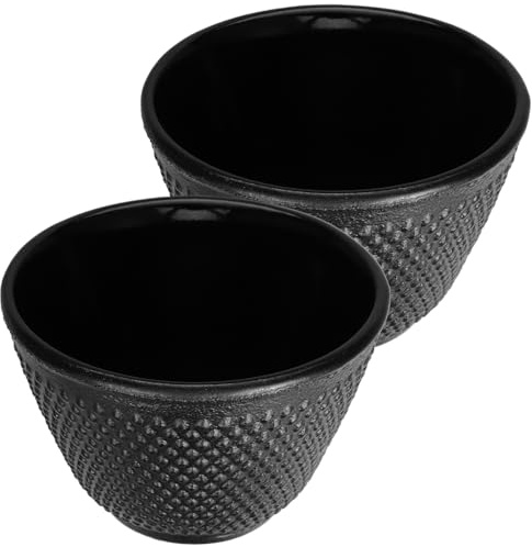 POPETPOP 2 pièces Tasses à Thé Fonte Chinoises Tasses à Thé Kung Fu Robustes et Élégantes pour Usage Quotidien et Professionnel
