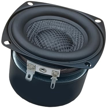 EXQIOUR Altavoces cuadrados de graves de 25 W, 3 pulgadas, a prueba de golpes, cuerpo de goma de metal, sistemas de sonido HiFi, Woofer tejido de fibra de vidrio, subwoofer de cine en casa