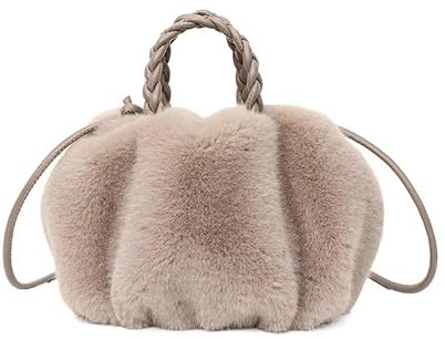 DJSKLDF fluffig tygväska damväskor vinterhandväska fluffig tygväska vävd bärhandtag liten mini crossbody, Khaki, En Storlek