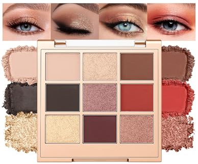Jutqut 9 färger guld ögonskugga palett, matta och glitter ögonskugga skimmer, långvarig naturligt vattentät hög pigmenterad ögonskugga palett för kvinnor ögonmakeup (05)