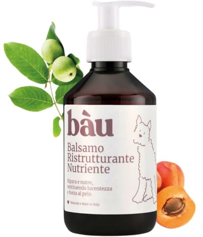 Bau Balsamo Cane Ristrutturante Nutriente e Idratante, Balsamo per Cani con Jojoba e Olio di Noce, Ripara Pelo Secco e Danneggiato, Mantello Morbido e Forte, Balsamo Idratante per Cani -250ml