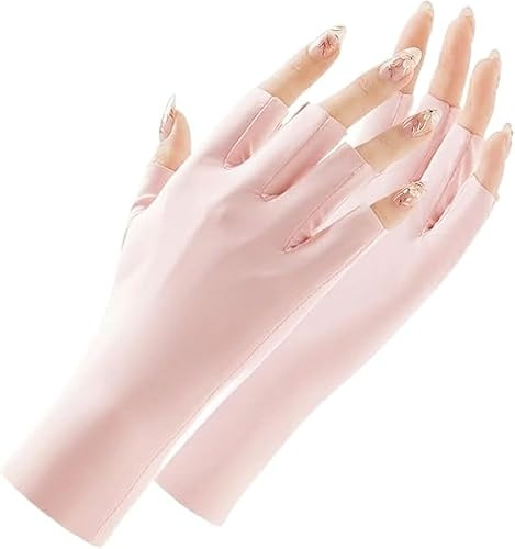 AORHOFJ Guantes UV para Uñas de Gel sin Dedos Protección Tela Ice Silk Fresca para Lámpara UV Manicura SemiPermanente Guantes Antienvejecimiento Piel Cuidado Manos Salon Profesional y Hogar